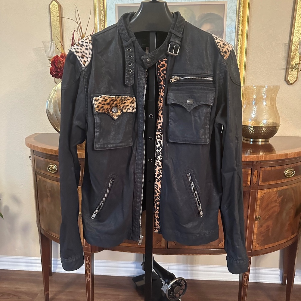 True Religion Waxed Cotton Biker Jacket
